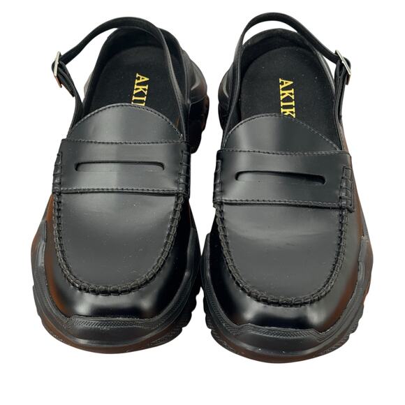 AKIKOAOKI Demi Platform Loafer Black × Black Faux Leather 8.5 Womens School Girl - Picture 8 of 8